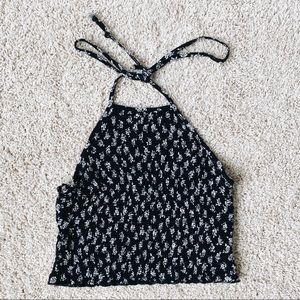L.A. Hearts Stretchy Floral Halter Crop Top